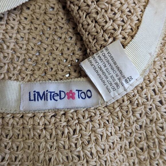 Vintage Y2K Limited Too Straw Bucket Hat Floral Flower Pastel Tan Bimbo McBling - Picture 5 of 6